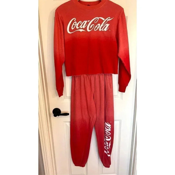 Vintage Coca Cola Red Pajama Lounge Set Long Sleeve Top Pants woman’s XS - Picture 1 of 16